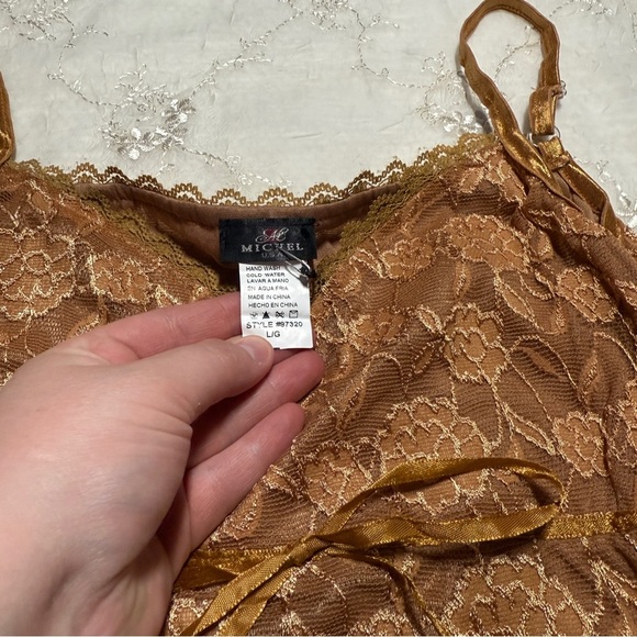 Vintage Y2K Gold Lace Fairycore Tank Top Size Large - Picture 3 of 4